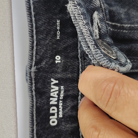 Old Navy Drapey Denim Mid Rise Size 10 Midi Denim Skirt Split Front - Picture 4 of 6